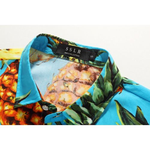  SSLR Mens Pineapple Casual Button Down Short Sleeve Hawaiian Shirt