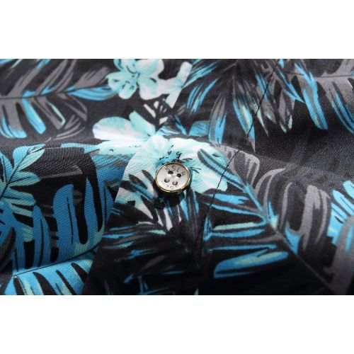  SSLR Mens Jungle Prints Casual Short Sleeve Aloha Hawaiian Shirt