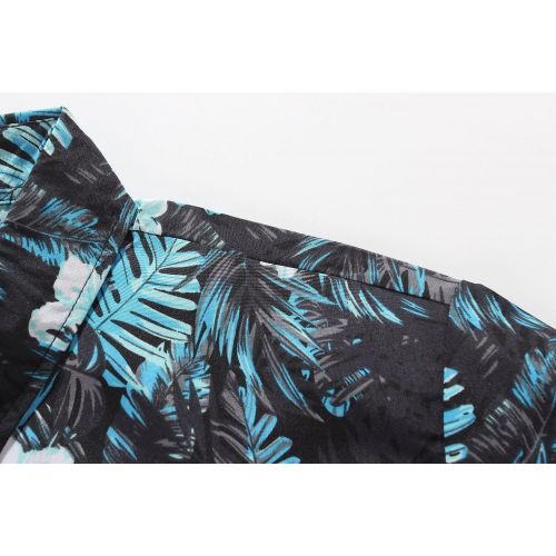  SSLR Mens Jungle Prints Casual Short Sleeve Aloha Hawaiian Shirt