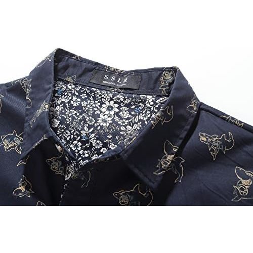  SSLR Mens Shirts Casual Printed Short Sleeve Button Up Shirts for Men