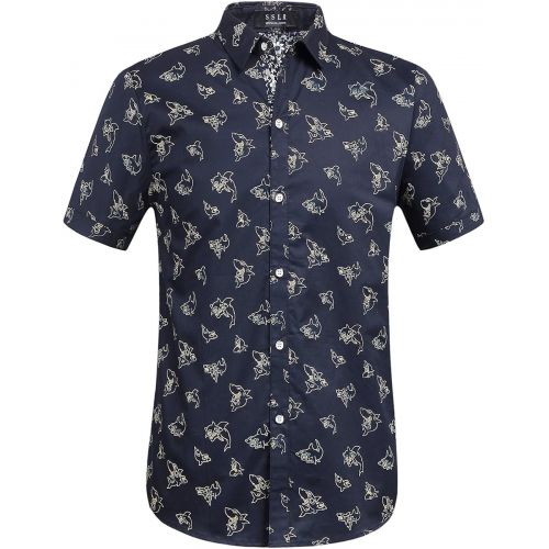  SSLR Mens Shirts Casual Printed Short Sleeve Button Up Shirts for Men