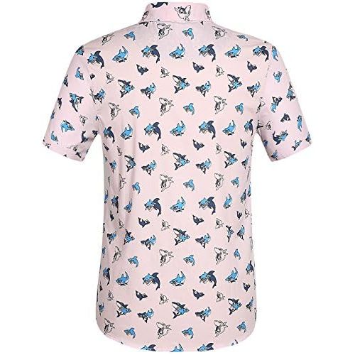  SSLR Mens Shirts Casual Printed Short Sleeve Button Up Shirts for Men