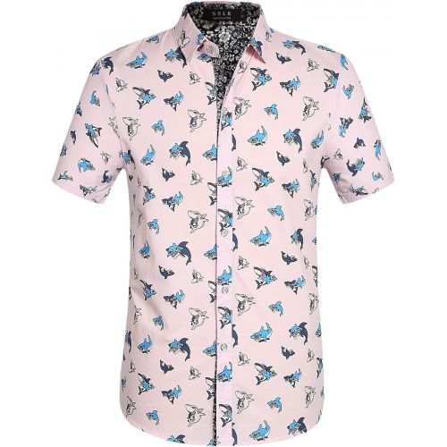 SSLR Mens Shirts Casual Printed Short Sleeve Button Up Shirts for Men