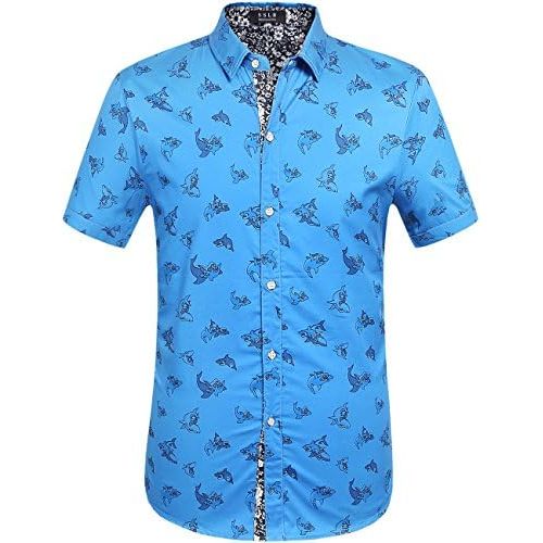  SSLR Mens Shirts Casual Printed Short Sleeve Button Up Shirts for Men