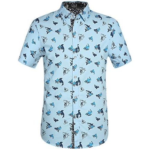  SSLR Mens Shirts Casual Printed Short Sleeve Button Up Shirts for Men