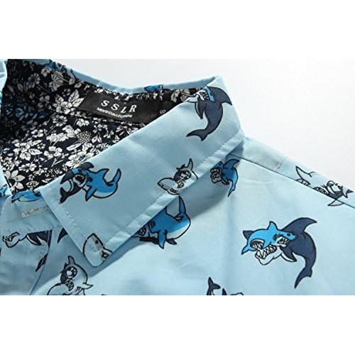  SSLR Mens Shirts Casual Printed Short Sleeve Button Up Shirts for Men