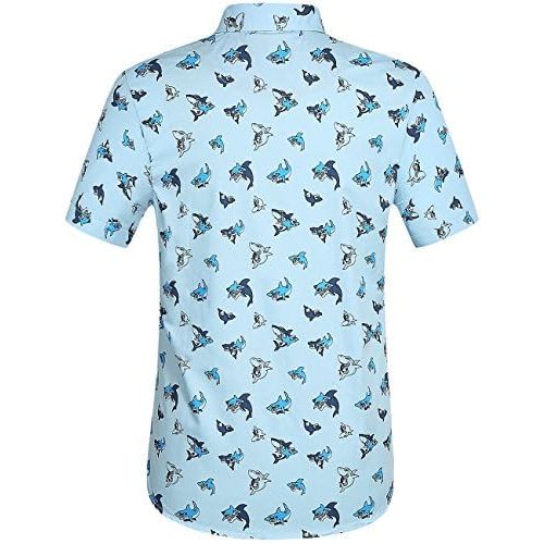  SSLR Mens Shirts Casual Printed Short Sleeve Button Up Shirts for Men