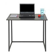 SSLine Computer Desk Folding Office Desk Collapsible Study Writing Table Spacious Laptop Workstation for Home Office - Wood Top & Metal Frame