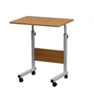 SSLine Mobile Snack Chair Side Table,Portable Rolling Laptop Computer Desk on Wheels U-Shaped Breakfast TV Tray Coffee End Table Height Adjustable from 26.77 to 33.86, Wood & Metal