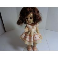 SSVintageTreasure Vintage Vogue 7.5 Ginny Straight Leg Walker Doll in Tagged Outfit Pink and White Dress