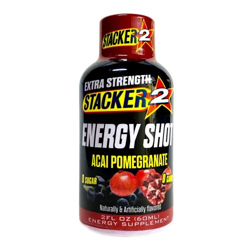  STACKER 2 Stacker 2 Energy Shot, ‘EXTRA STRENGTH Acai Pomegranate, 2-Ounce Bottles (Extra Strength Pomegranate, 48 Shots)