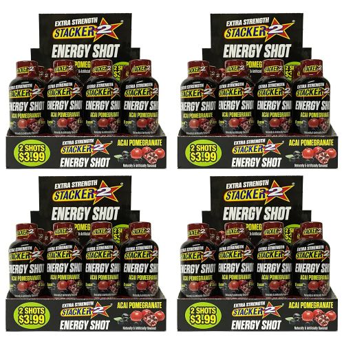  STACKER 2 Stacker 2 Energy Shot, ‘EXTRA STRENGTH Acai Pomegranate, 2-Ounce Bottles (Extra Strength Pomegranate, 48 Shots)