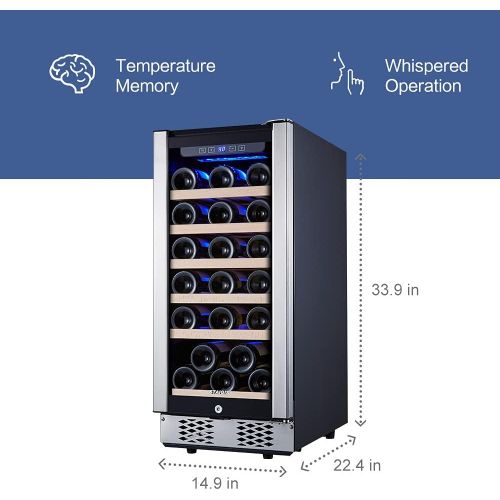  [아마존베스트]STAIGIS Wine Cooler - 15 Inch Wine Fridge for 30 Bottles - Small Wine Refrigerator with Glass Door and Concealed Handle - Freestanding 30-Bottle Mini Wine Chiller for Home, Office,