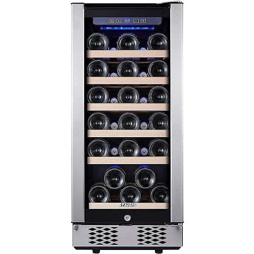  [아마존베스트]STAIGIS Wine Cooler - 15 Inch Wine Fridge for 30 Bottles - Small Wine Refrigerator with Glass Door and Concealed Handle - Freestanding 30-Bottle Mini Wine Chiller for Home, Office,