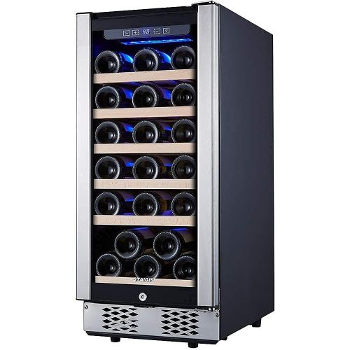  [아마존베스트]STAIGIS Wine Cooler - 15 Inch Wine Fridge for 30 Bottles - Small Wine Refrigerator with Glass Door and Concealed Handle - Freestanding 30-Bottle Mini Wine Chiller for Home, Office,