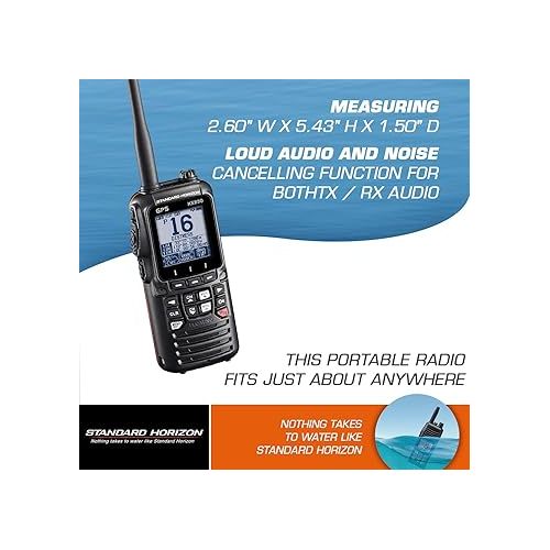  STANDARD HORIZON HX890BK VHF-HH, 6 Watt, w/GPS&FM Rcvr