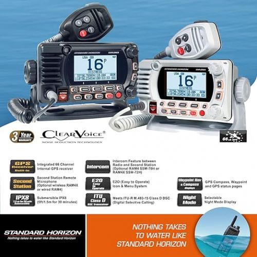  STANDARD Horizon GX1800GB Black 25W VHF/GPS/Second Station Explorer Series