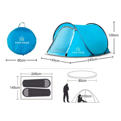  STAR HOME Star Home Pop Up Tent 2 3 Person Portable Beach Tent Sun Shelter for Baby with UV Protection