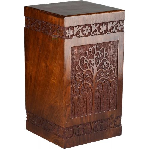  STAR INDIA CRAFT Rosewood Cremation Urn for Human Ashes, Wooden Funeral Urns Box for Pets, Burial Urn for Dogs,Cats (Simple Rosewood Alter, Medium - 150 lbs)