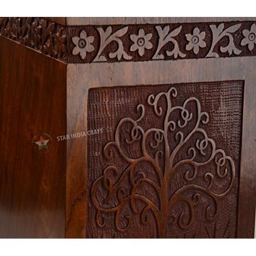  STAR INDIA CRAFT Tree of Life Urns for Human Ashes Adult (11.25 x 6.25 x 6.25) | 250 Cu/in (Simple Rosewood Alter)