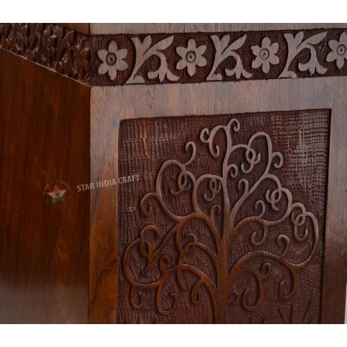  STAR INDIA CRAFT Tree of Life Urns for Human Ashes Adult (11.25 x 6.25 x 6.25) | 250 Cu/in (Simple Rosewood Alter)