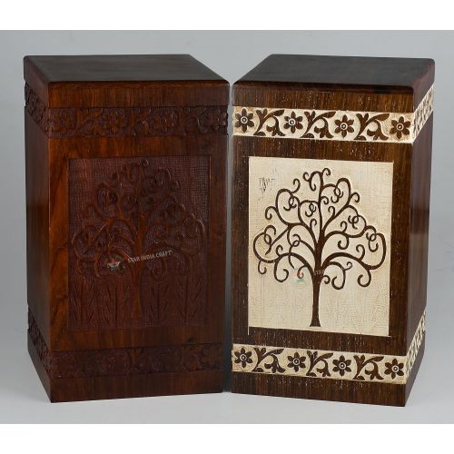  STAR INDIA CRAFT Tree of Life Urns for Human Ashes Adult (11.25 x 6.25 x 6.25) | 250 Cu/in (Simple Rosewood Alter)