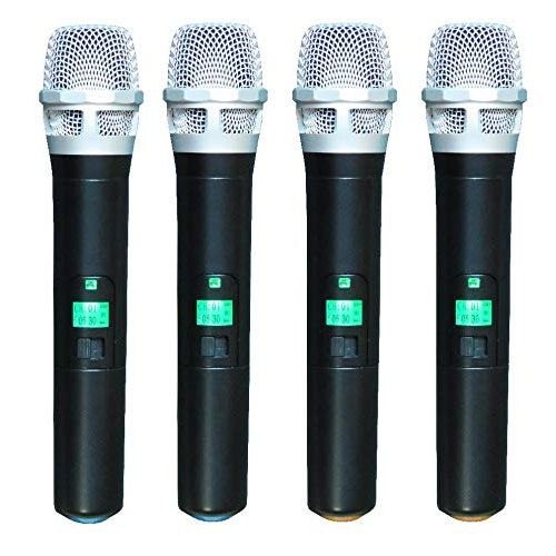  STARAUDIO Pro 4 Channel Wireless UHF Microphone System With Diversity 4CH Handheld Mics For DJ Stage Church,Karaoke KTV Church,Wedding Party,Club School Play,Speech Outdoor Indoor