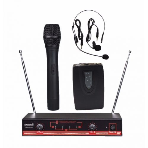 STARAUDIO 2CH Wireless VHF Microphone Sytem With Dynamic 1CH VHF Handheld 1CH VHF 1CH Headset Bodypack Laval VHF Microphone For Audio DJ PA DJ Stage Church Karaoke Party Classroom