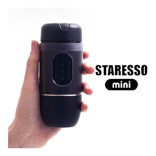  STARESSO TRAVEL Coffee Maker, Mini Portable Espresso Maker, 2IN1 Extra Small Manual Espresso Machine Compatible with NS Capsules and Ground Coffee,Travel Gadgets Perfect for Travel Camping Hiking