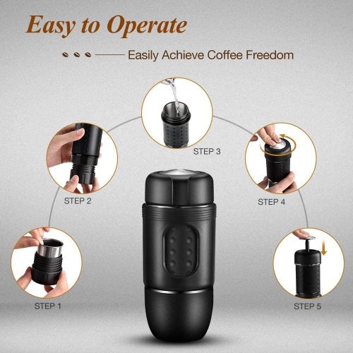  STARESSO Portable Espresso Machine MINI with Carrier Box - Manual Espresso Maker with Rich & Thick Crema, Compatible with Nespresso Pods & Ground Coffee, Suitable for Travel Outdoo