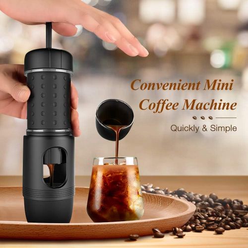  STARESSO Portable Espresso Machine MINI with Carrier Box - Manual Espresso Maker with Rich & Thick Crema, Compatible with Nespresso Pods & Ground Coffee, Suitable for Travel Outdoo