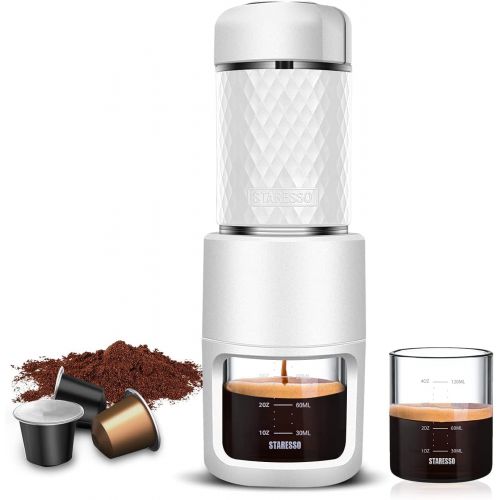  STARESSO Portable Espresso Machine - Manual Espresso with Rich & Thick Crema, Mini Coffee Maker Using Ground Coffee & Espresso Pods, Handy Espresso Maker for Travel Camping Office