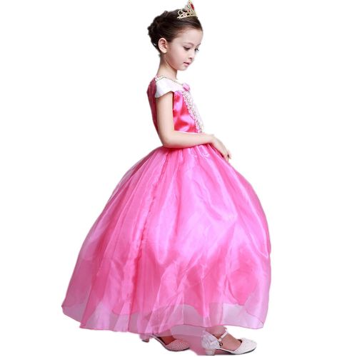  STARKMA Starkma Girls Princess Aurora Deluxe Pink Party Dress Costume Tiaras and Wand