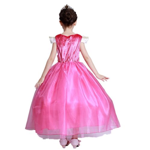  STARKMA Starkma Girls Princess Aurora Deluxe Pink Party Dress Costume Tiaras and Wand