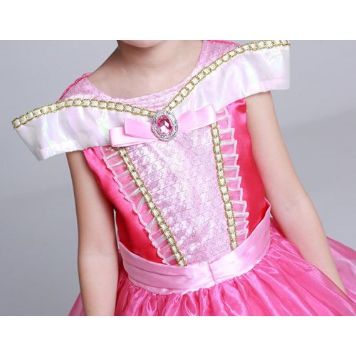  STARKMA Starkma Girls Princess Aurora Deluxe Pink Party Dress Costume Tiaras and Wand