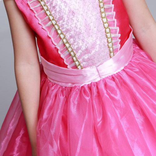  STARKMA Starkma Girls Princess Aurora Deluxe Pink Party Dress Costume Tiaras and Wand