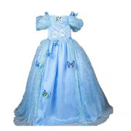 STARKMA Starkma 2015 Movie Girls Cinderella Dress Blue Butterflies Princess Costume 3-7year