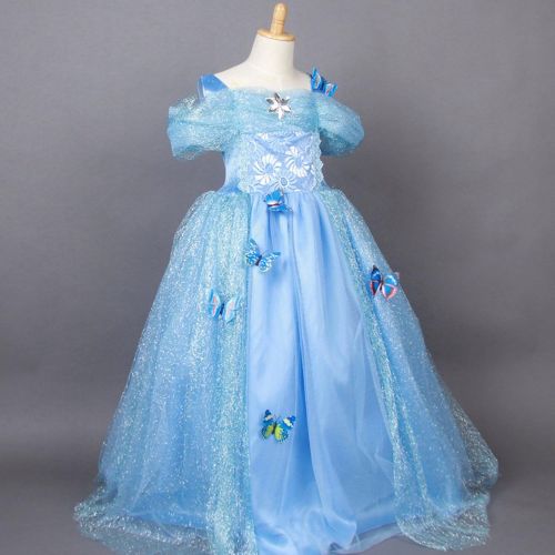  STARKMA Starkma 2015 Movie Girls Cinderella Dress Blue Butterflies Princess Costume 3-7year