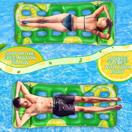  STARRYBB Inflatable Pool Float Lounge Sunbathing Pool Raft Giant Pool Floats Cooling Water Hammock for Adults Kids Pool Lounger Float with Headrest Durable Tanning Pool Lounger for Sea, Lak