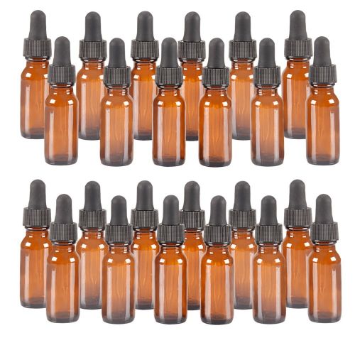  STARSIDE 24Pack,1/2oz 0.5 oz,Amber Glass Bottle Bottles with Black Cap and Glass Droppers.Using for Essential Oils,Lab Chemicals,Colognes,Perfumes & Other Liquids.