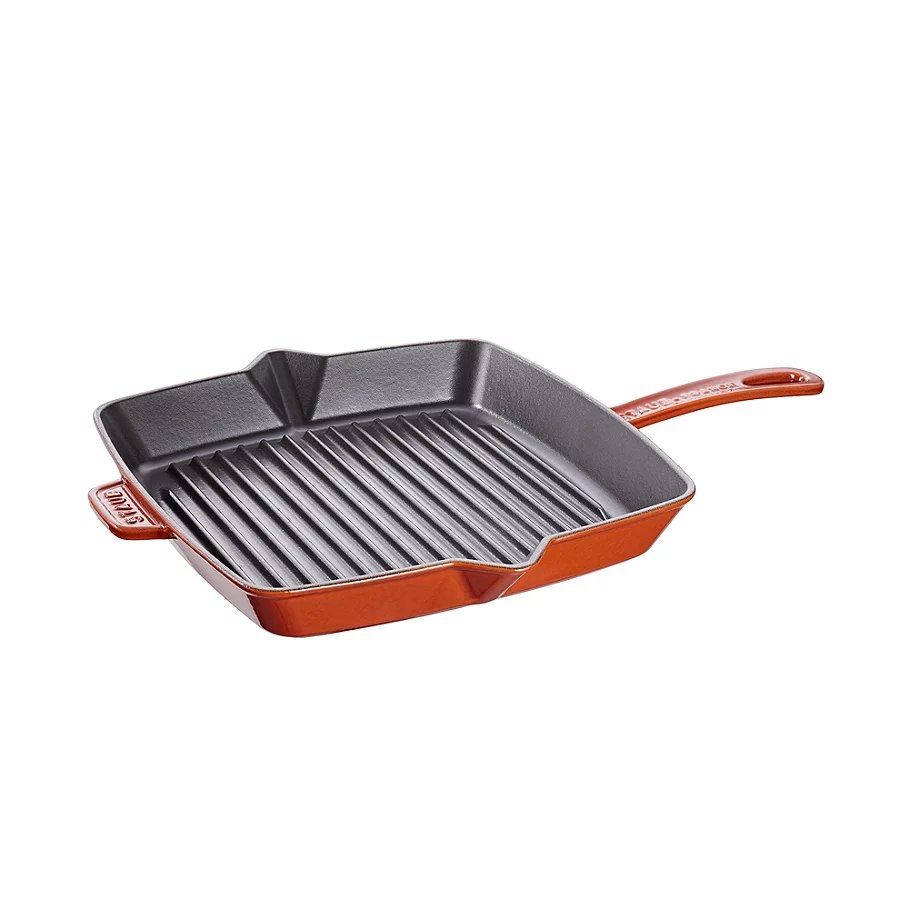 Staub Cast Iron Square Grill Pan in Burnt Orange