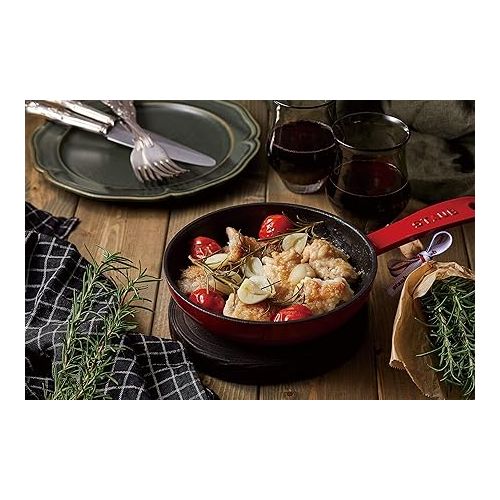  Staub 40501-146 Skillet Cherry Frying Pan, 6.3 inches (16 cm), Enameled Casting, Iron, Induction Compatible