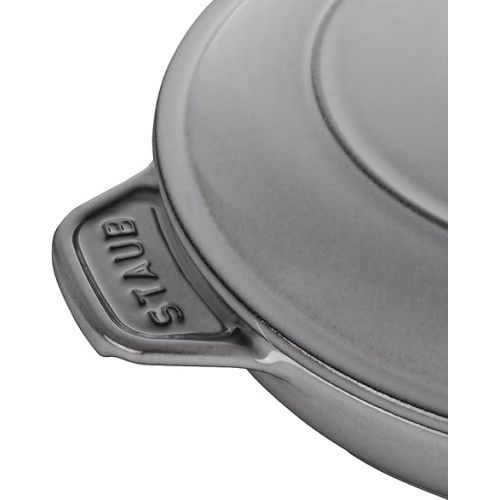  Staub 40509-578 Round Hot Plate, Gray, 7.9 inches (20 cm), Both Hands, Casting, Enamel, Shallow Type, Induction Compatible