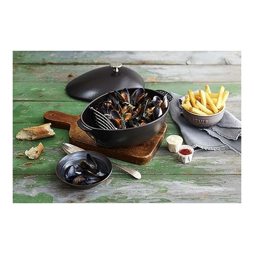  Staub Cast Iron 2-qt Mussel Pot - Matte Black, Made in France