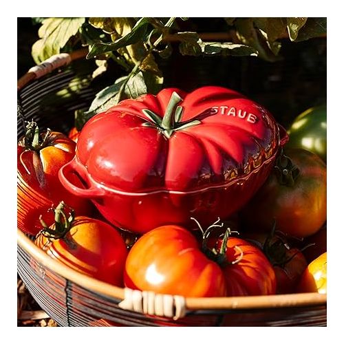  STAUB Ceramics Dutch Oven 16-oz Petite Tomato Cocotte, Cherry