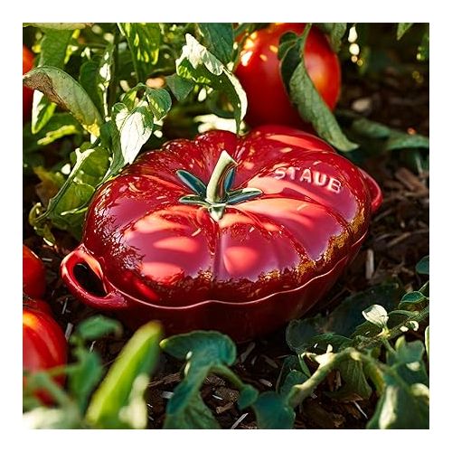  STAUB Ceramics Dutch Oven 16-oz Petite Tomato Cocotte, Cherry