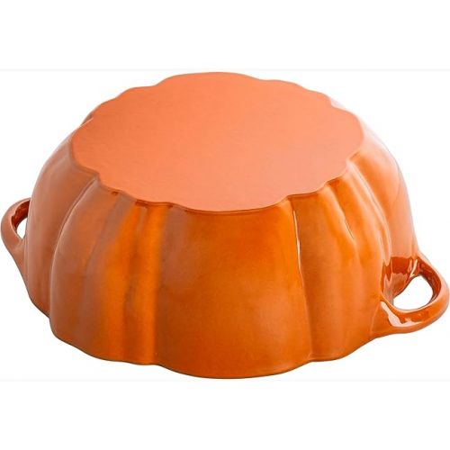  STAUB Cast Iron Dutch Oven 3.5-qt Pumpkin Cocotte with Stainless Steel Knob, Made in France, Serves 3-4, Burnt Orange