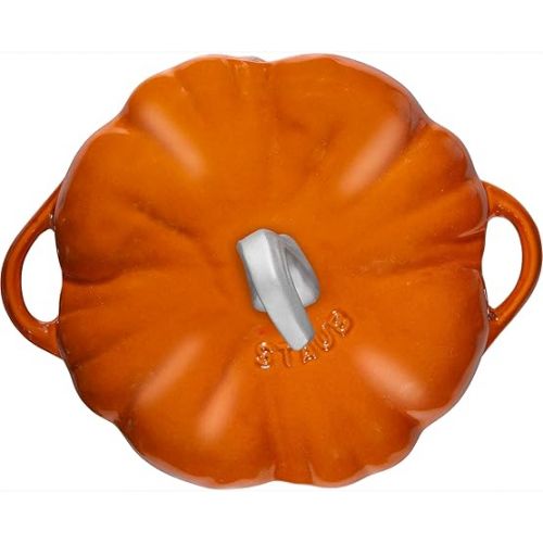  STAUB Cast Iron Dutch Oven 3.5-qt Pumpkin Cocotte with Stainless Steel Knob, Made in France, Serves 3-4, Burnt Orange