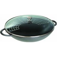 STAUB Wok Round, Graphite Grey, 37 cm (Includes Lid and Steaming Rack)