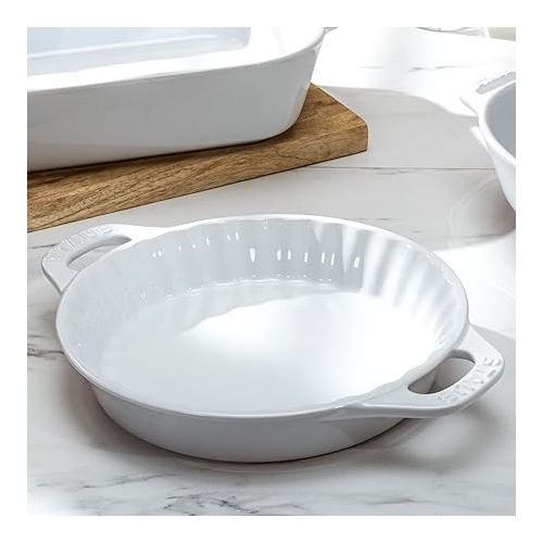  STAUB Ceramics Bakeware-Pie-Pans Dish, 9-inch, White